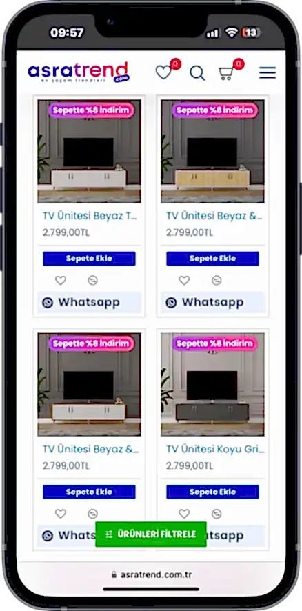 Asra Trend E-ticaret web sitesi