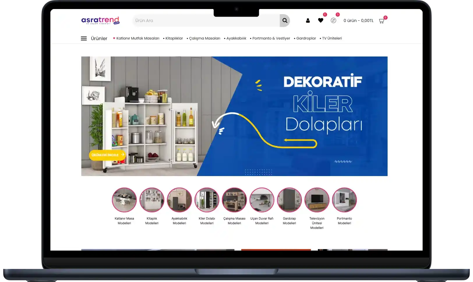 Asra Trend E-ticaret web sitesi